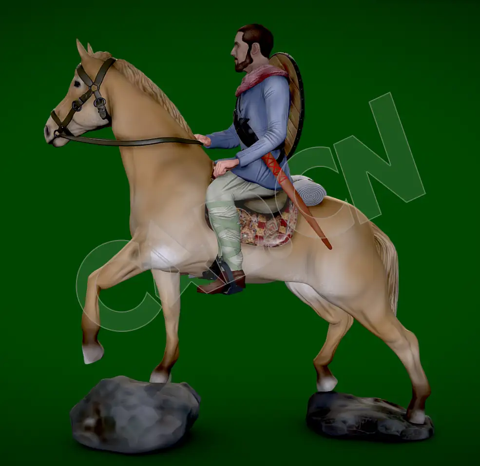 骑马的男性战士C4D模型 horse riding - C4D之家 - 57.jpg