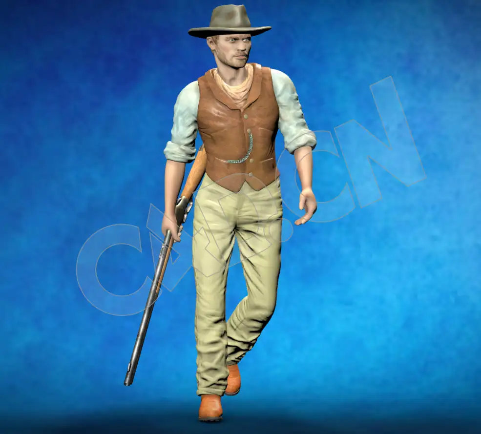 拿枪的西部牛仔C4D模型 Cowboy