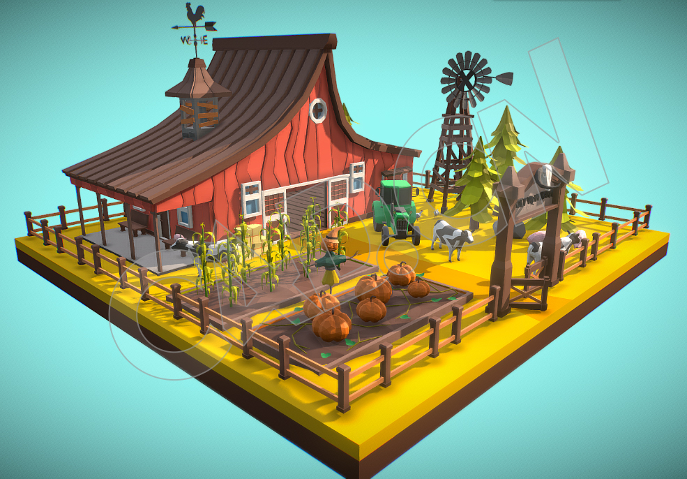低面多边形农场C4D模型 - C4D之家 - 65.jpg