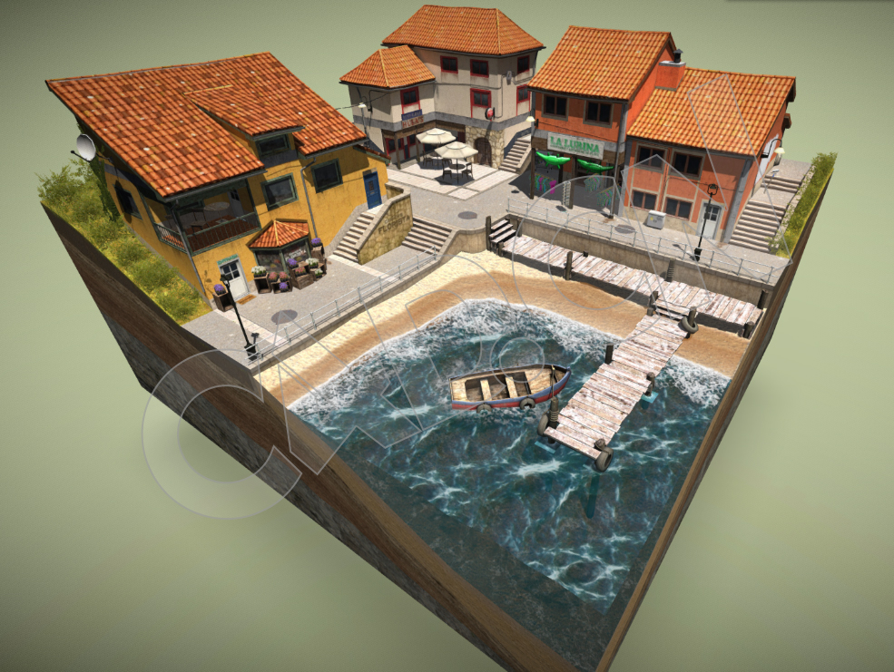 西班牙阿斯图里亚斯库迪列罗海边民宿建筑场景C4D模型 Cudillero Bake Final - C4D之家 - 67.jpg