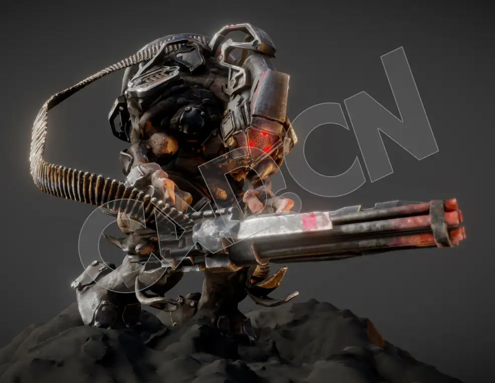 拿重武器的战争机器怪物C4D模型