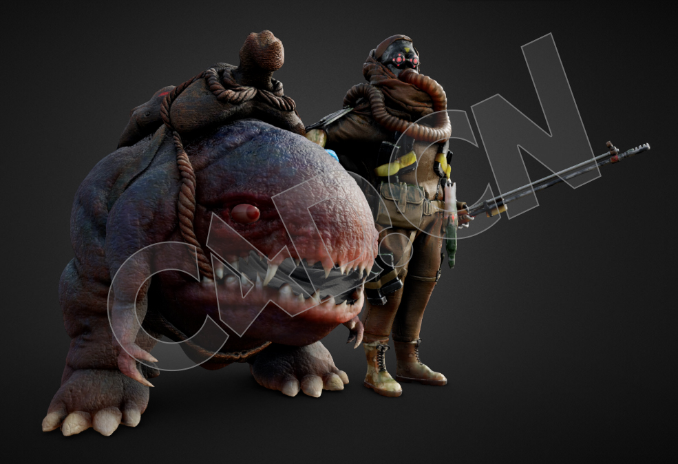 曼达洛人与怪物C4D模型 mandalorian creature