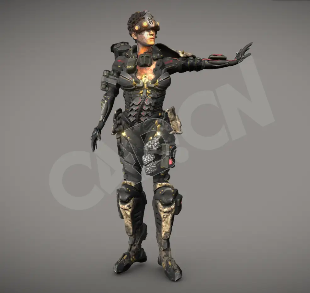 未来装甲士兵天使装甲战士C4D模型 angel armor