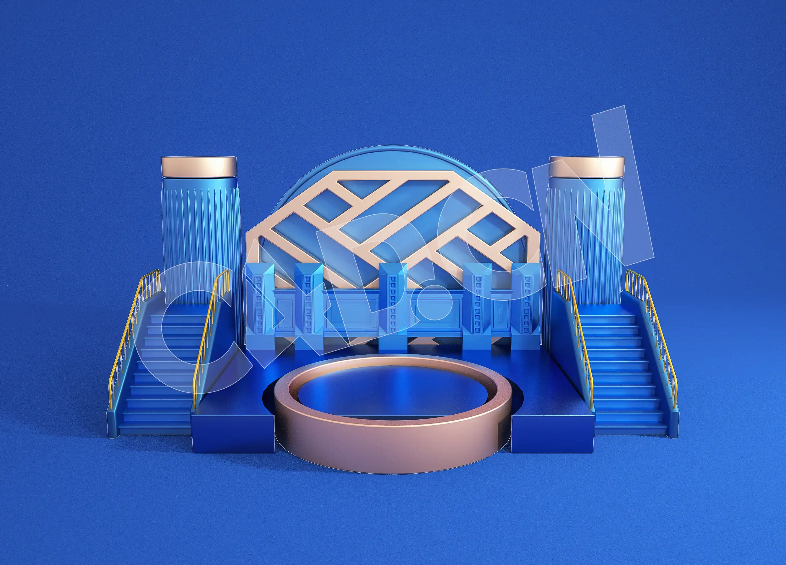 蓝色楼梯展台卡通产品展示台C4D电商广告背景设计 - C4D之家 - 11.jpg