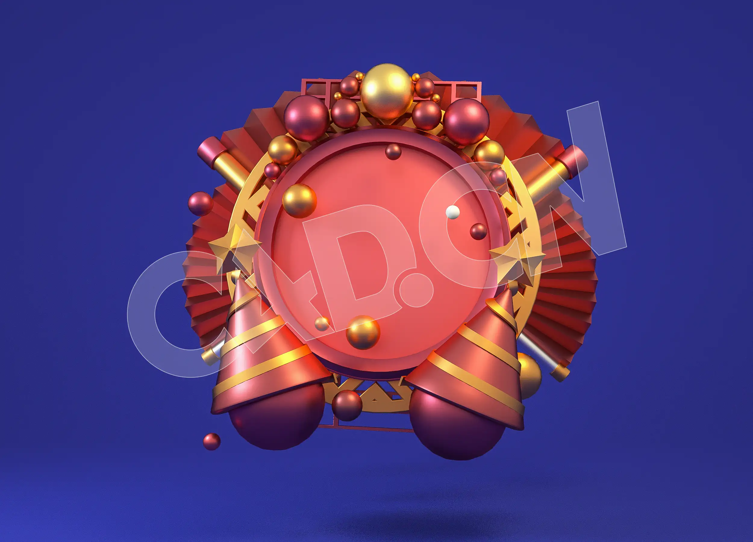 红色圣诞节徽标文字背景C4D电商工程 - C4D之家 - 24.jpg