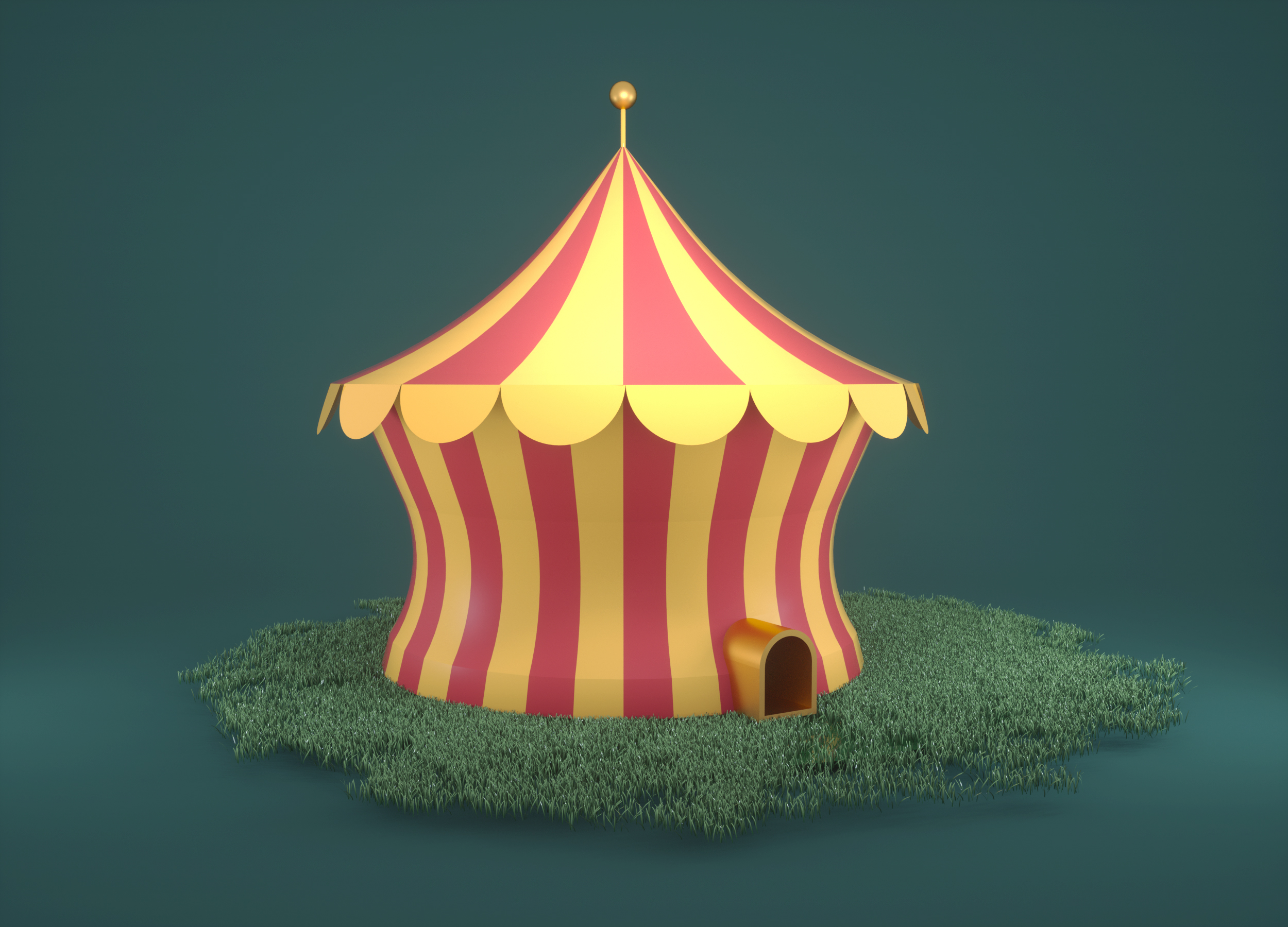 C4D彩条卡通蒙古包模型