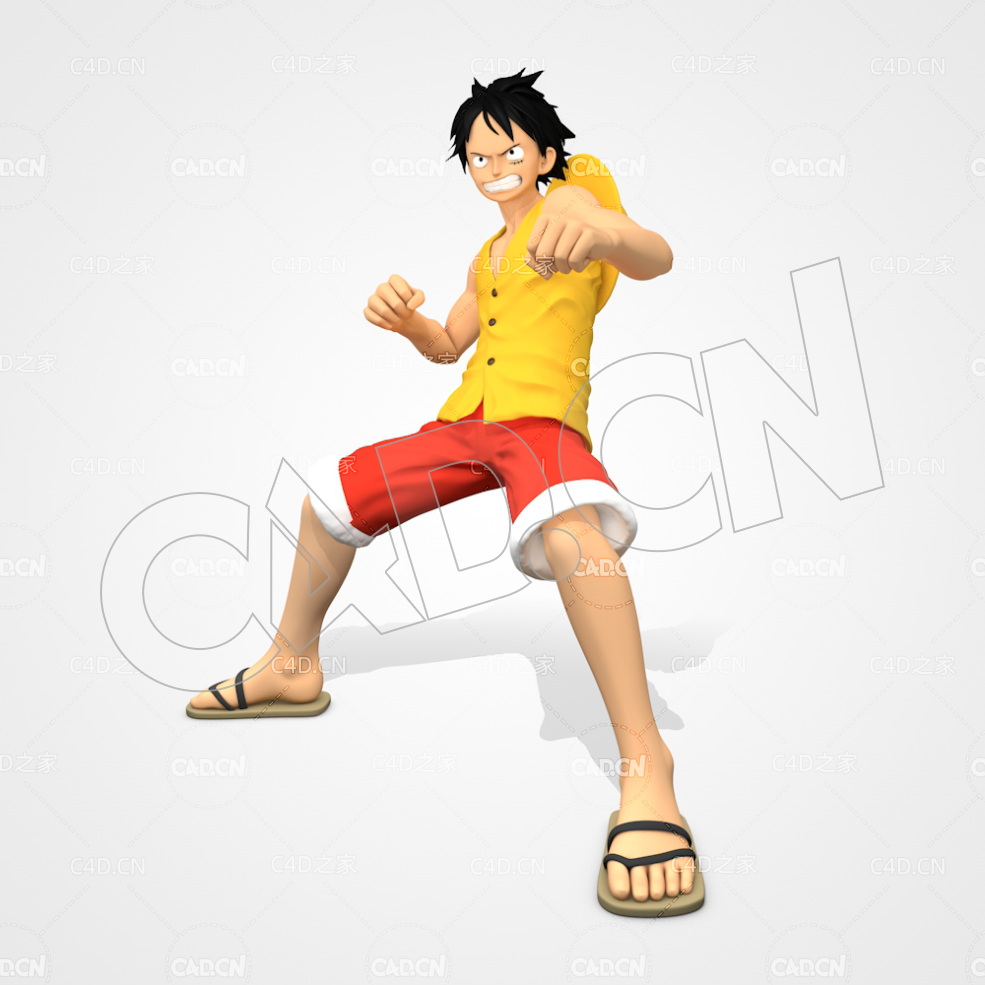 海贼王主角草帽路飞卡通动漫角色人物C4D模型 - C4D之家 - WechatIMG3.jpg
