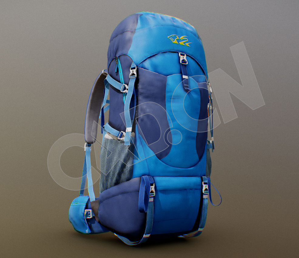 双肩包登山包背包旅行包C4D模型（白模） backpack