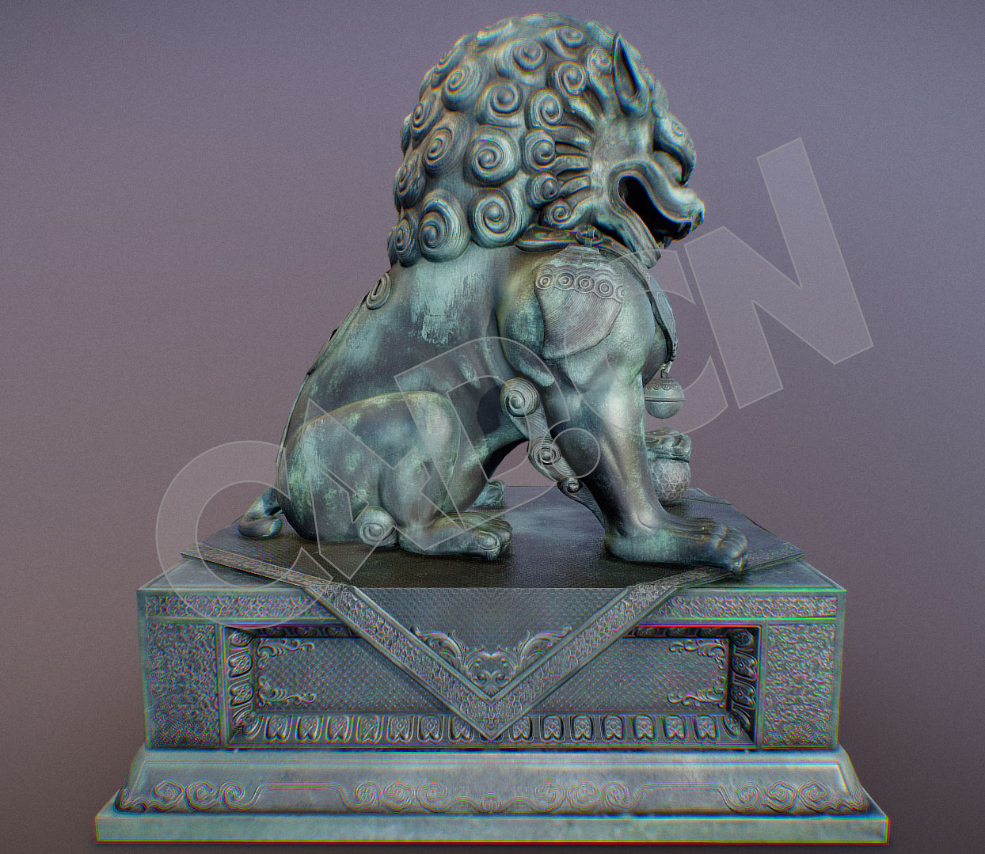 铜狮子脚踩绣球青铜狮子雕塑石狮C4D模型 Lion sculpture - C4D之家 - 03-2.jpg