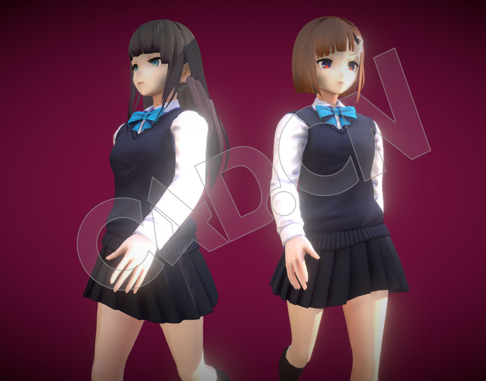 日系风格漫画卡通女学生女孩人物C4D模型 - C4D之家 - 16.jpg