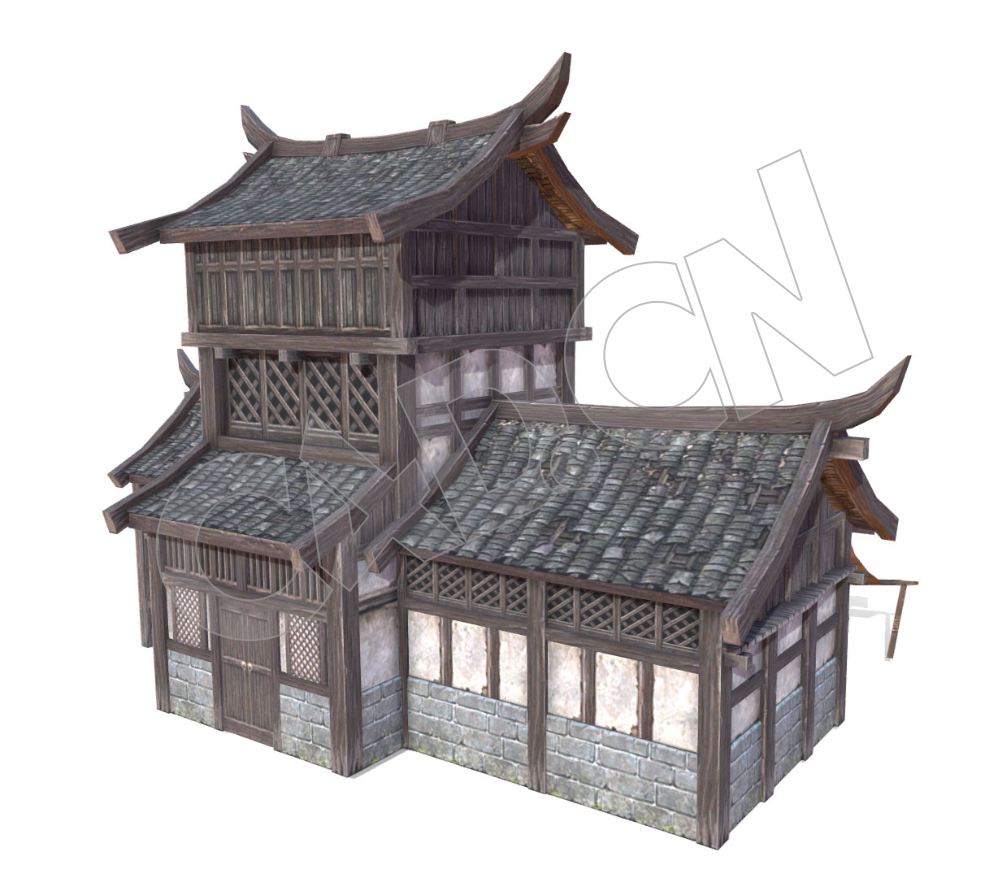 低面中式三层古代楼房建筑C4D模型 - C4D之家 - 19-2.jpg