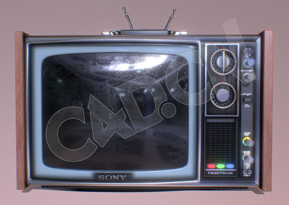 古董黑白电视机索尼电视C4D模型 SONY KV 1300E