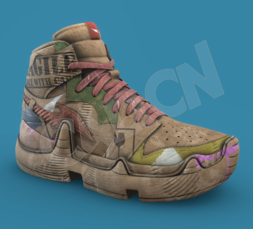 牛皮登山鞋运动鞋C4D模型 hiking shoes