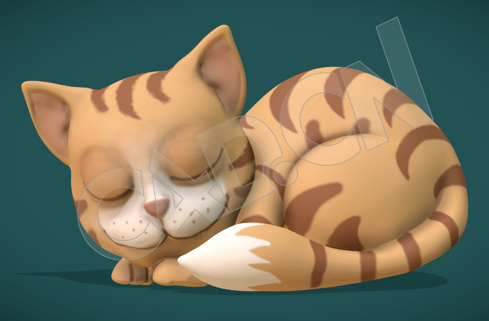 睡觉小猫卡通猫咪C4D模型 Cat