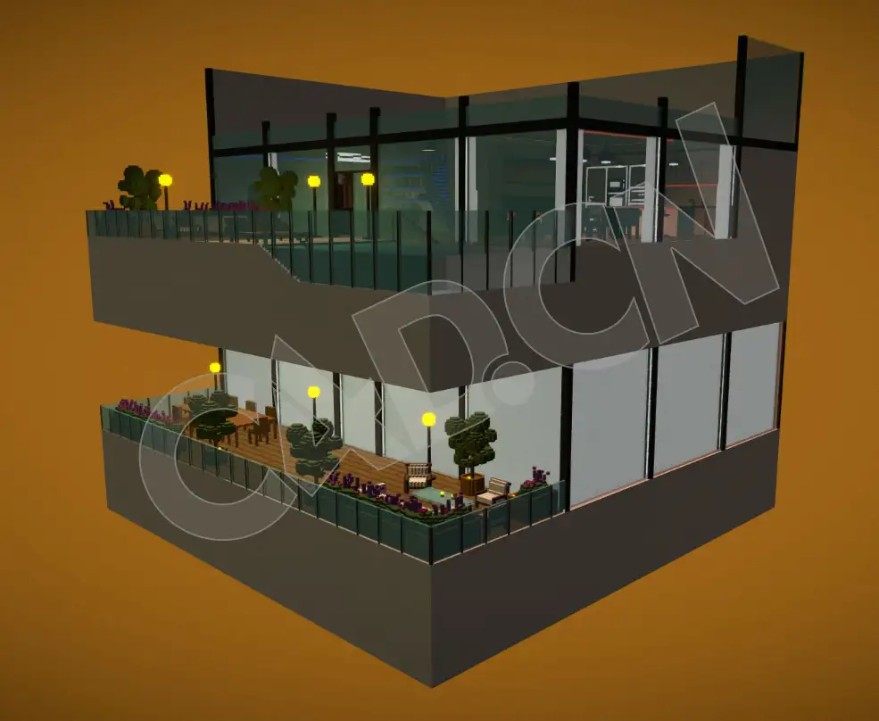 三层开放式露天别墅卡通建筑房子C4D模型 - C4D之家 - 67-2.jpg
