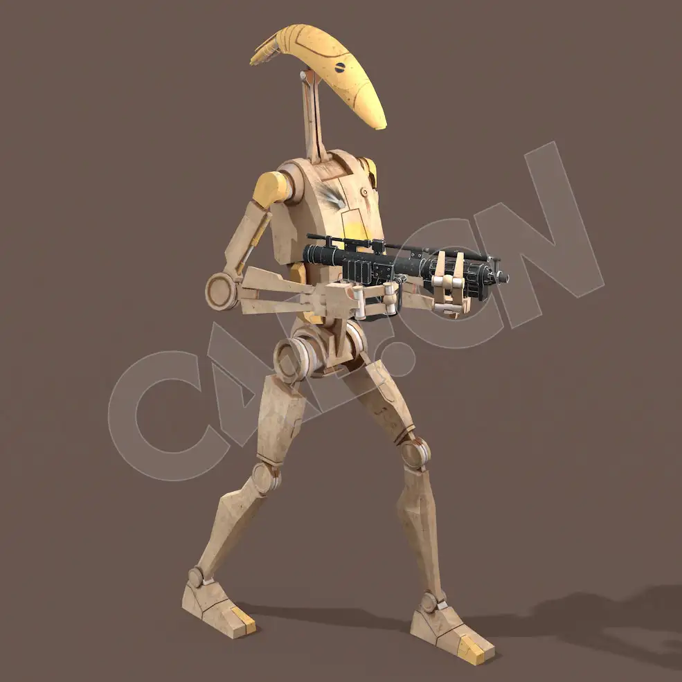 星球大战机器人拿武器的木头机器人C4D模型