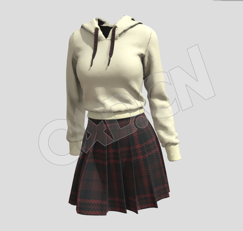 女装服饰连帽衫裙子C4D模型 - C4D之家 - 94.jpg