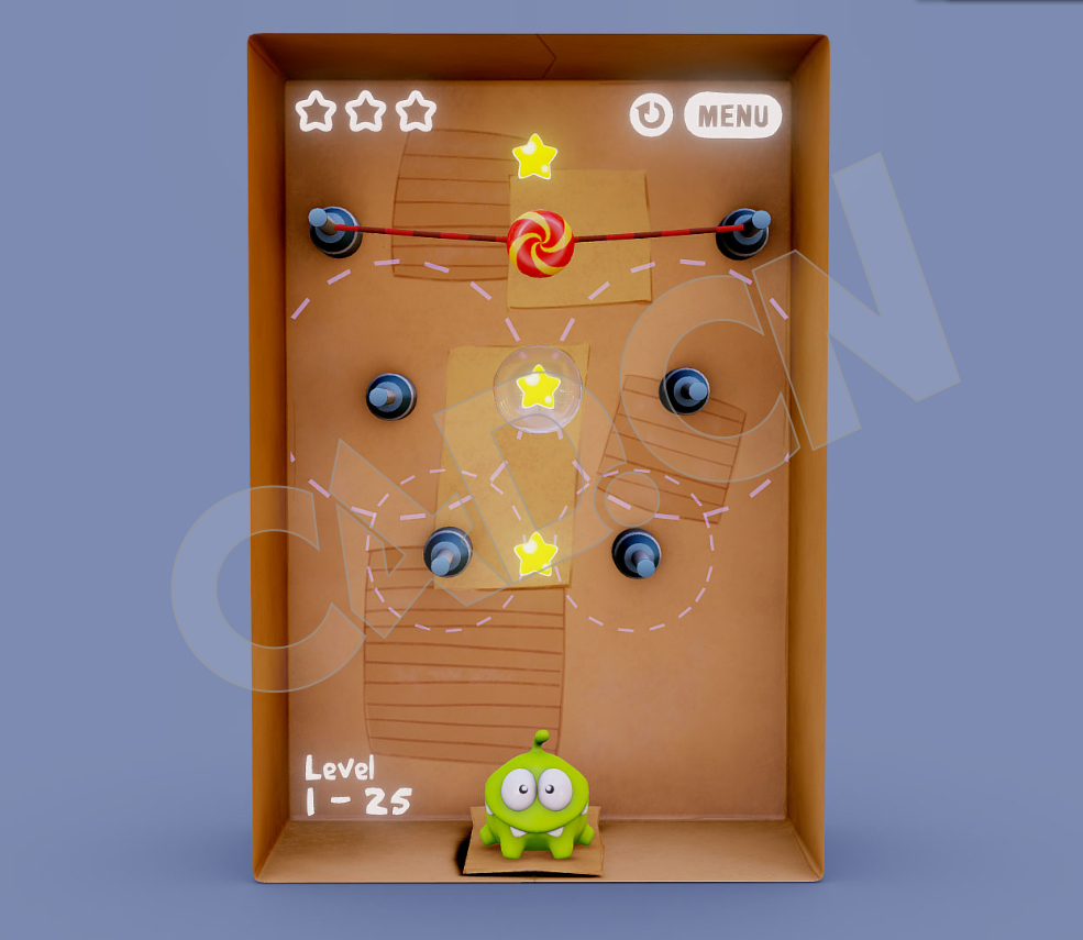 大眼绿色蛙跳绳子游戏盒C4D模型