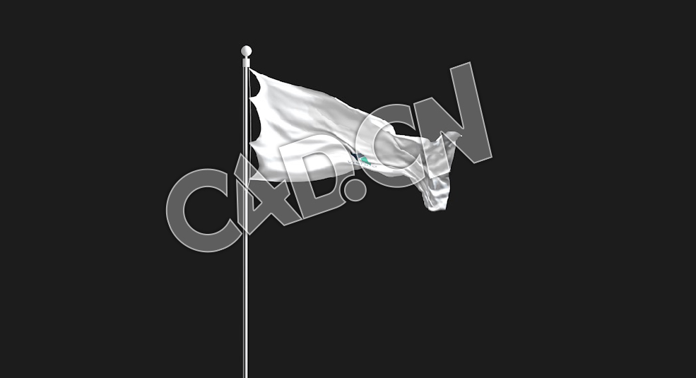 C4D飘扬的企业旗帜公司旗帜红旗动画模型 flag