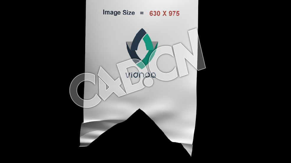 C4D两角竖旗卷起展开动画模型 flag