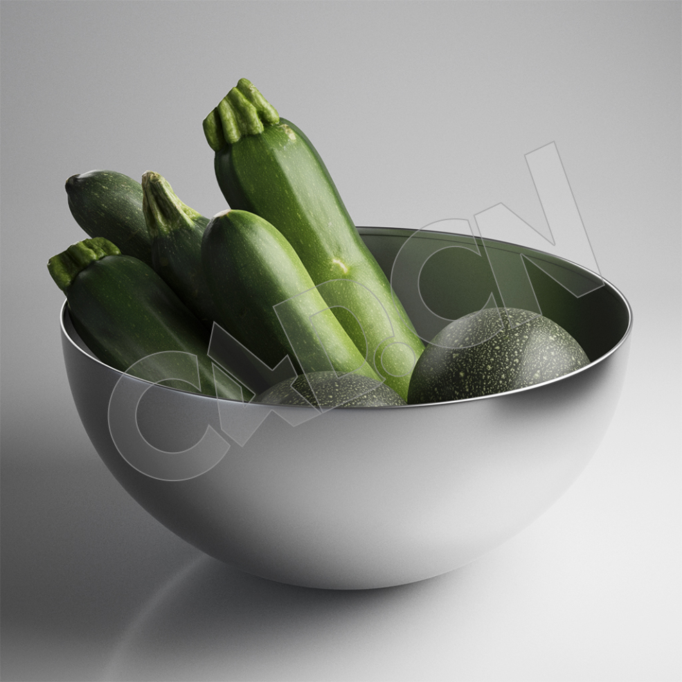 C4D一盆西葫芦夏南瓜蔬菜模型 Zucchini - C4D之家 - 01.jpg