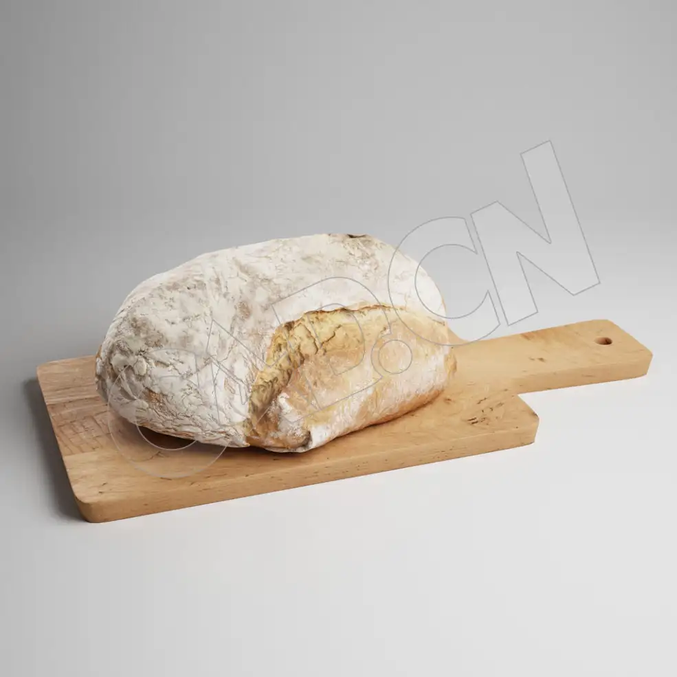 C4D木板上的面包模型 Bread