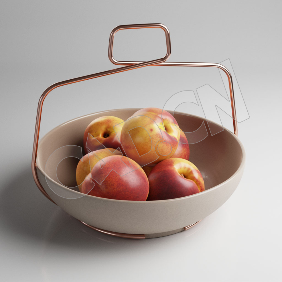 C4D一盆成熟的红色桃子模型 Peach