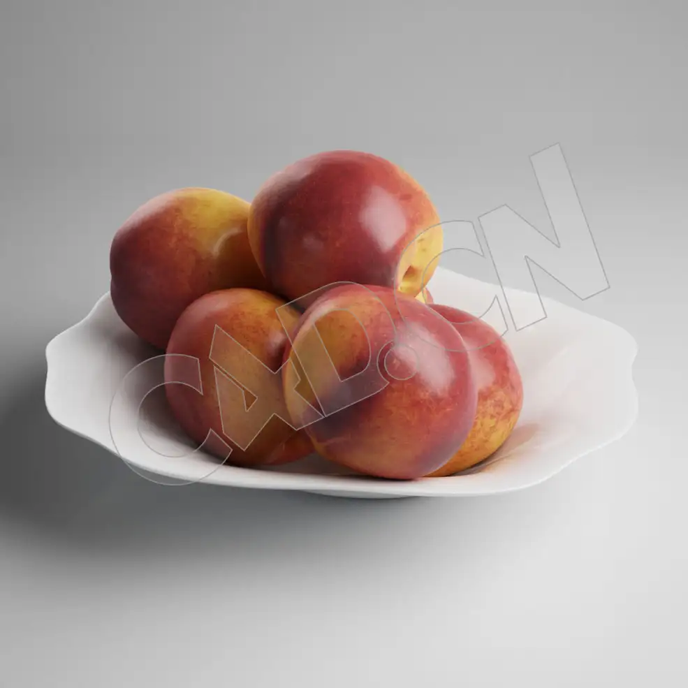 C4D一盘红色桃子水果模型 Peach