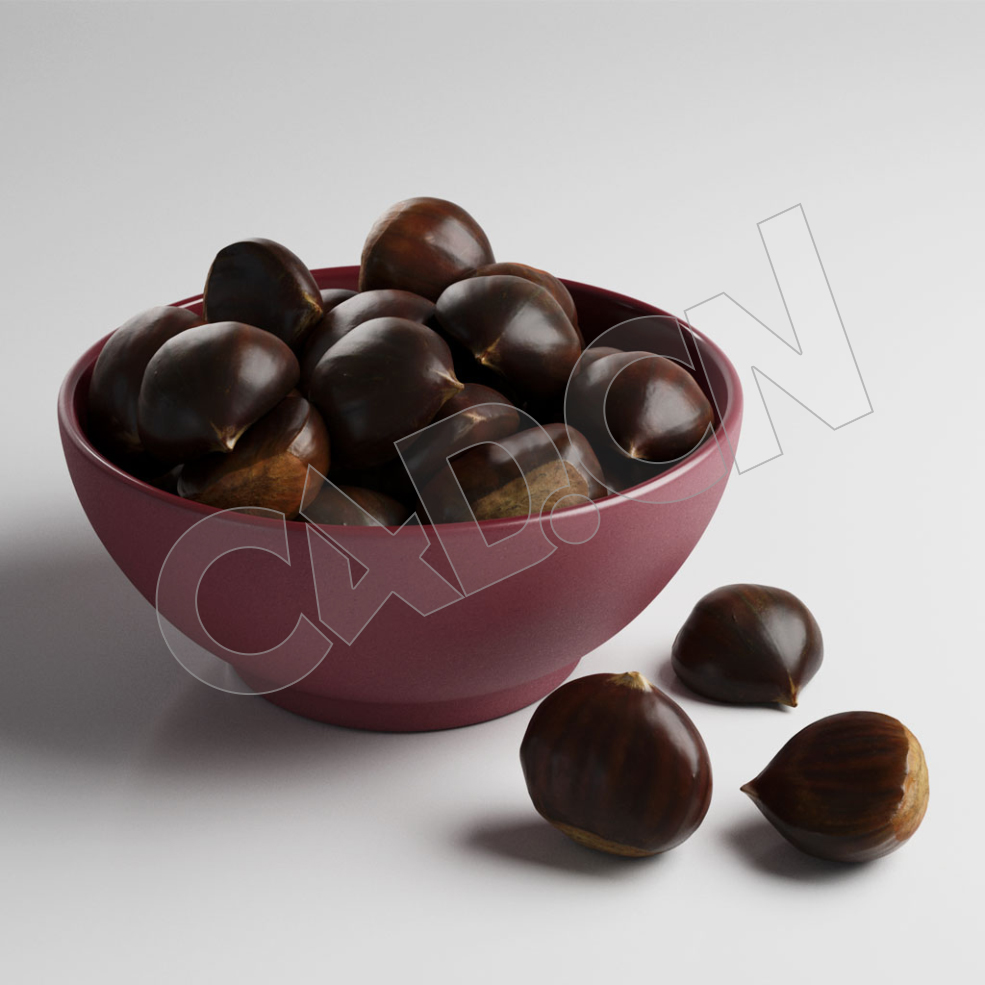 C4D一碗板栗模型 Chestnut