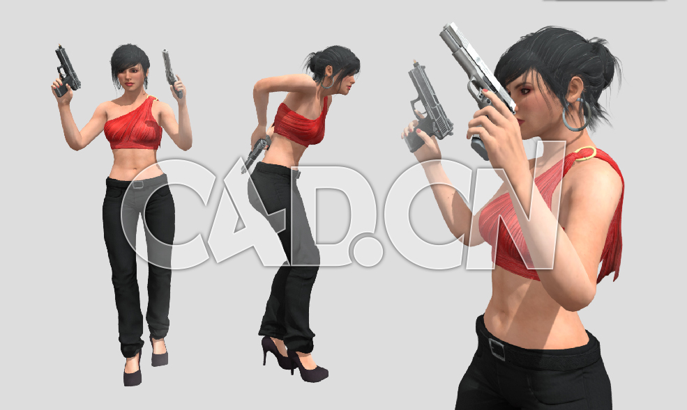 C4D国外女特工双枪女侠模型（含绑定动画）Sabrina Test+motions - C4D之家 - 08.jpg