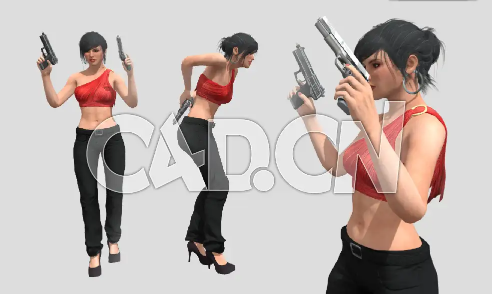 C4D国外女特工双枪女侠模型（含绑定动画）Sabrina Test+motions - C4D之家 - 08.jpg