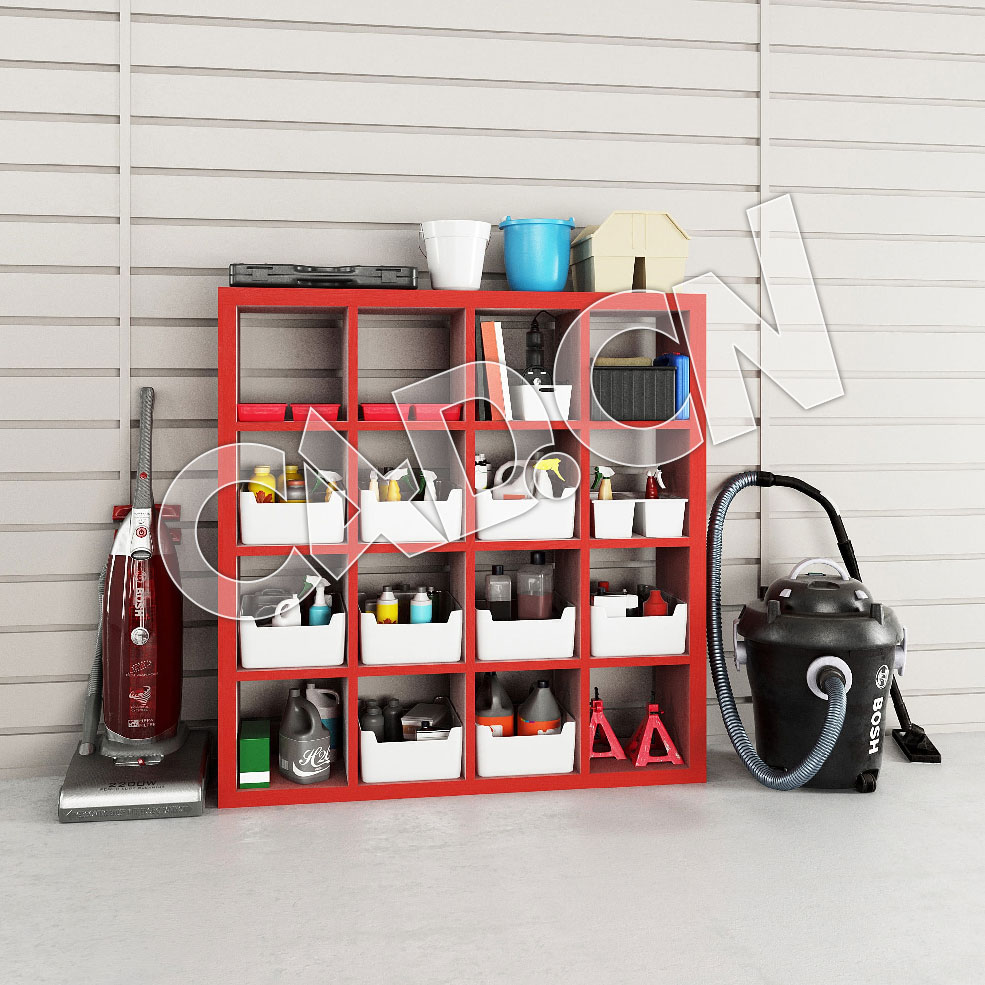 C4D车库汽车保养维修工具模型