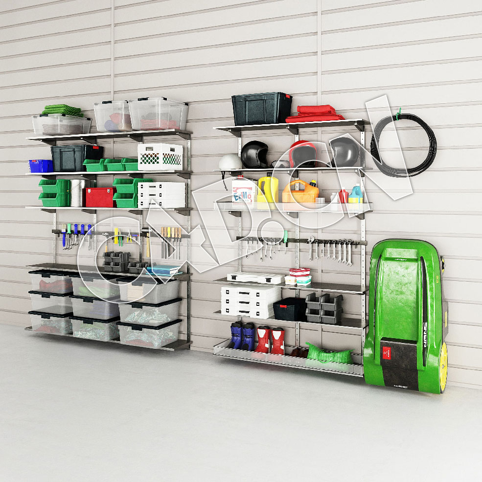 C4D库房工具架工具收纳箱模型