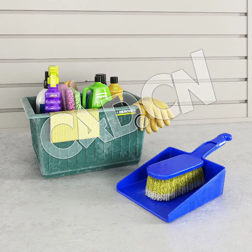 C4D工具箱扫帚簸箕模型