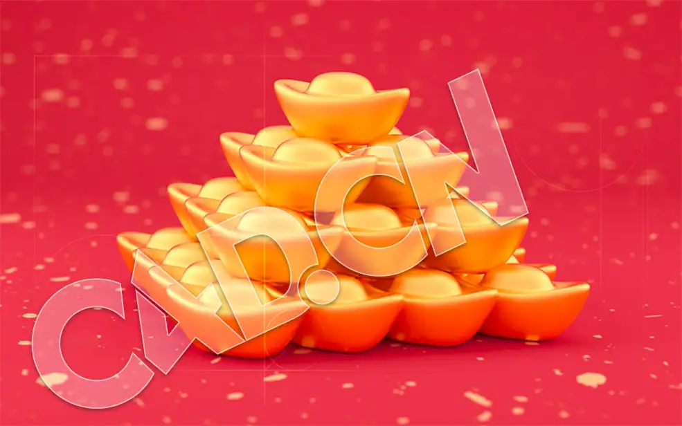 财源滚滚来新年金元宝C4D模型