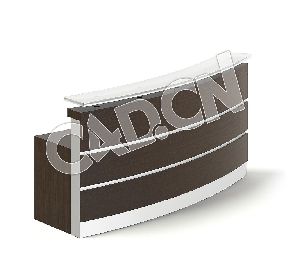 C4D前台圆形接待台模型 Rounded Reception Desk 3D Model