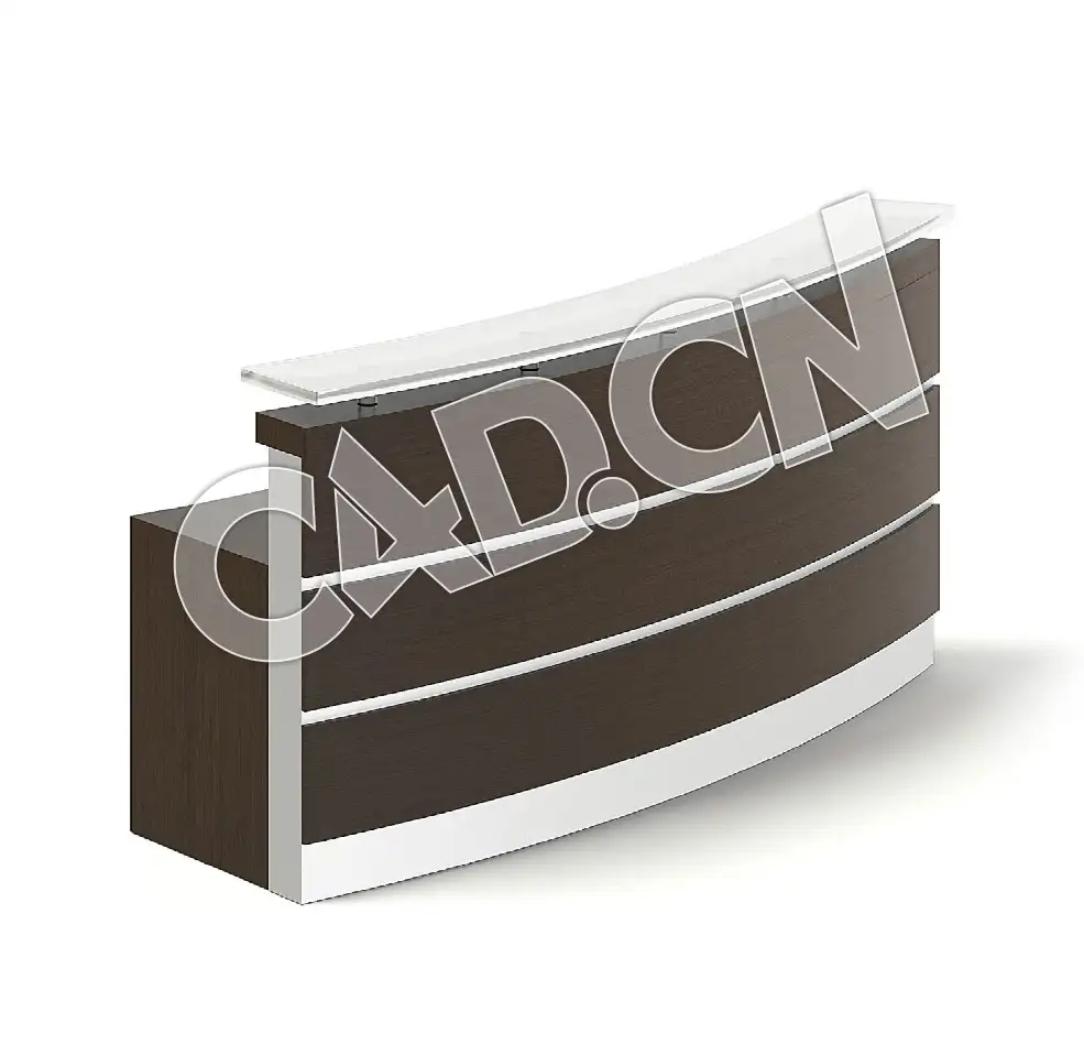 C4D前台圆形接待台模型 Rounded Reception Desk 3D Model - C4D之家 - 01.jpg