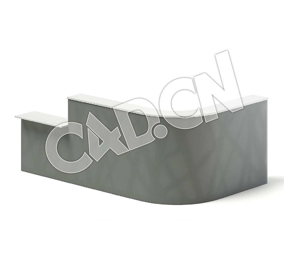 C4D前台圆角接待台模型 Long Rounded Reception Desk 3D Model