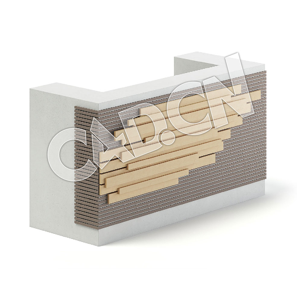 C4D前台矩形桌模型 Rectangular Reception Desk 3D Model