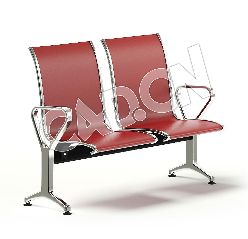 C4D红色连排等候椅模型 Red Waiting Chairs 3D Model