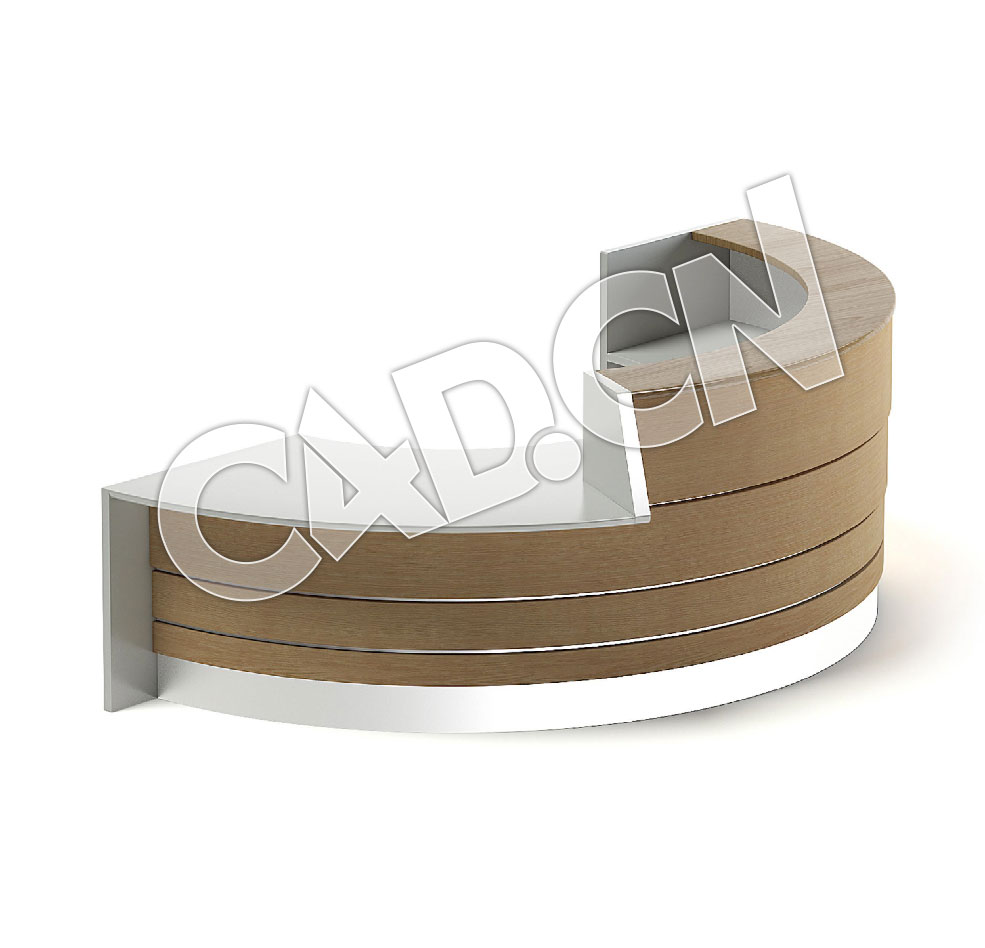 C4D圆形接待台模型 Round Reception Desk 3D Model