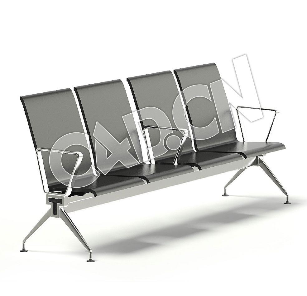C4D黑色四座连排等候椅模型 Black waiting chairs 3D Mode