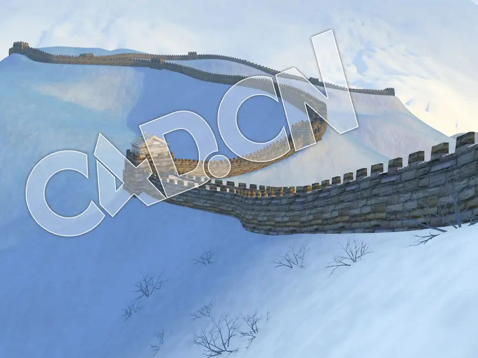 C4D大雪覆盖的万里长城模型