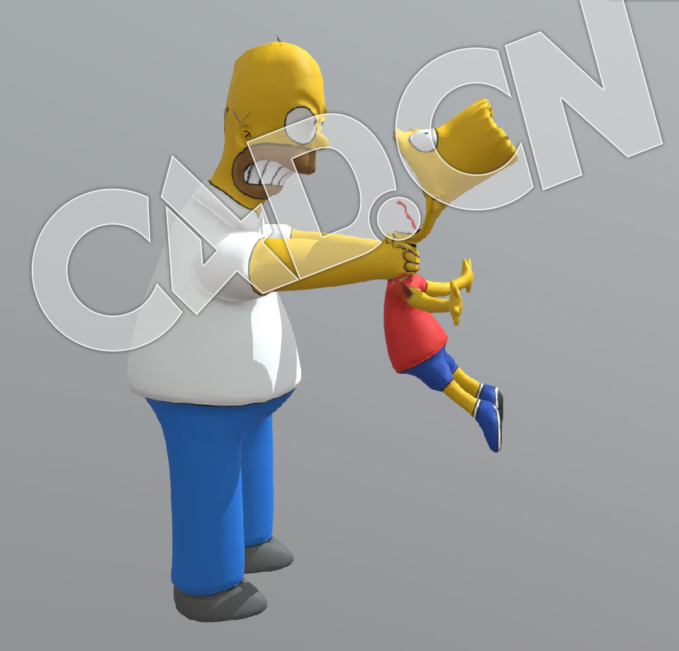辛普森一家荷马掐巴特脖子卡通角色模型 homer vs bart