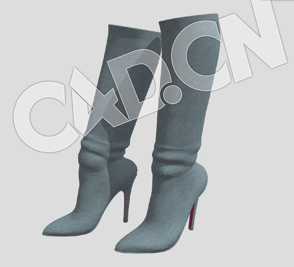 C4D女士长筒靴子模型 Boots