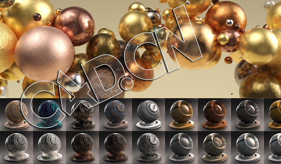 500多个C4D RS红移渲染器玻璃金属塑料木纹石材布料流体材质预设合集 Redshift Shader