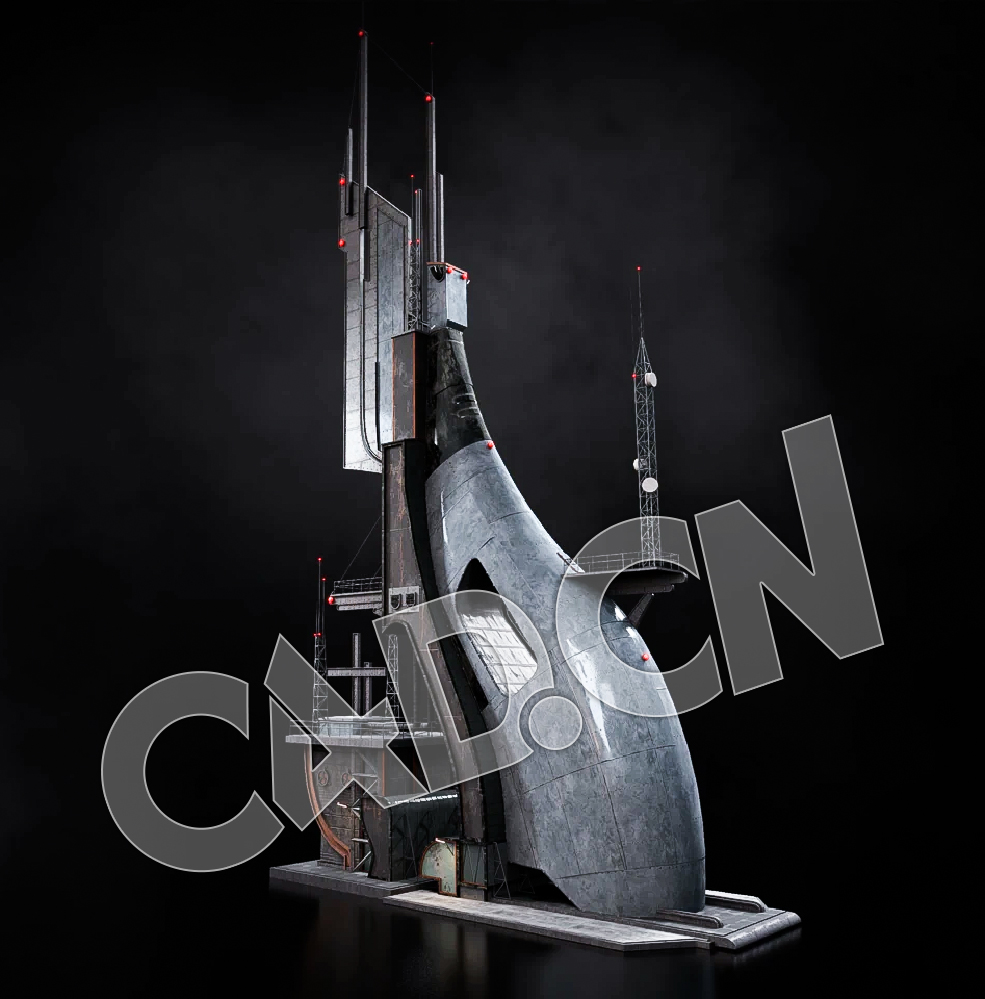 C4D钢铁城市未来建筑蒸汽朋克建筑模型 KB3D_HEM_BldgMD_J_grp