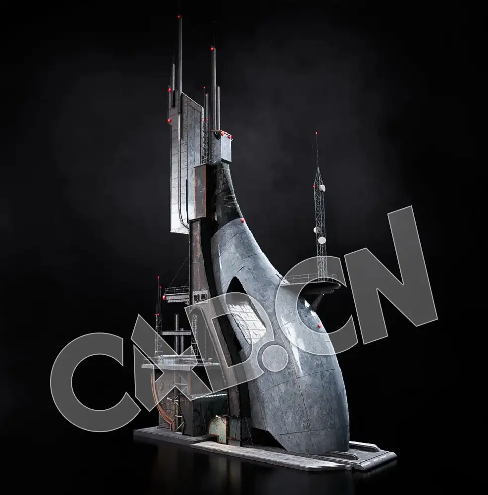 C4D钢铁城市未来建筑蒸汽朋克建筑模型 KB3D_HEM_BldgMD_J_grp