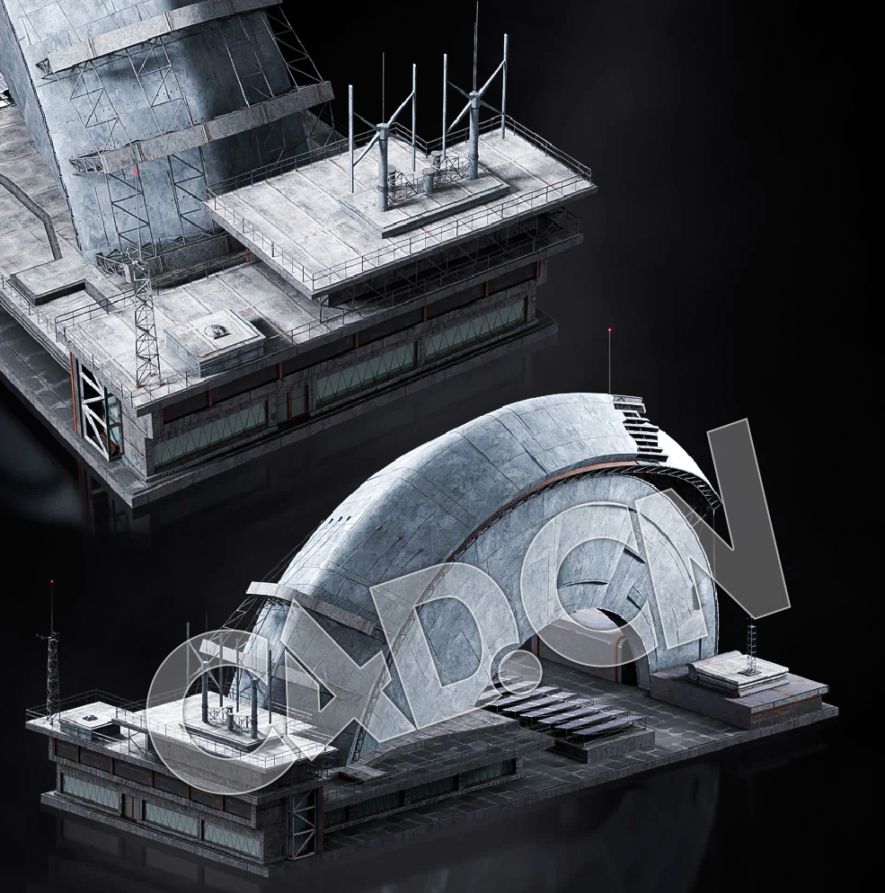 C4D科幻外星秘密基地蒸汽朋克建筑模型 KB3D_HEM_BldgMD_D_grp