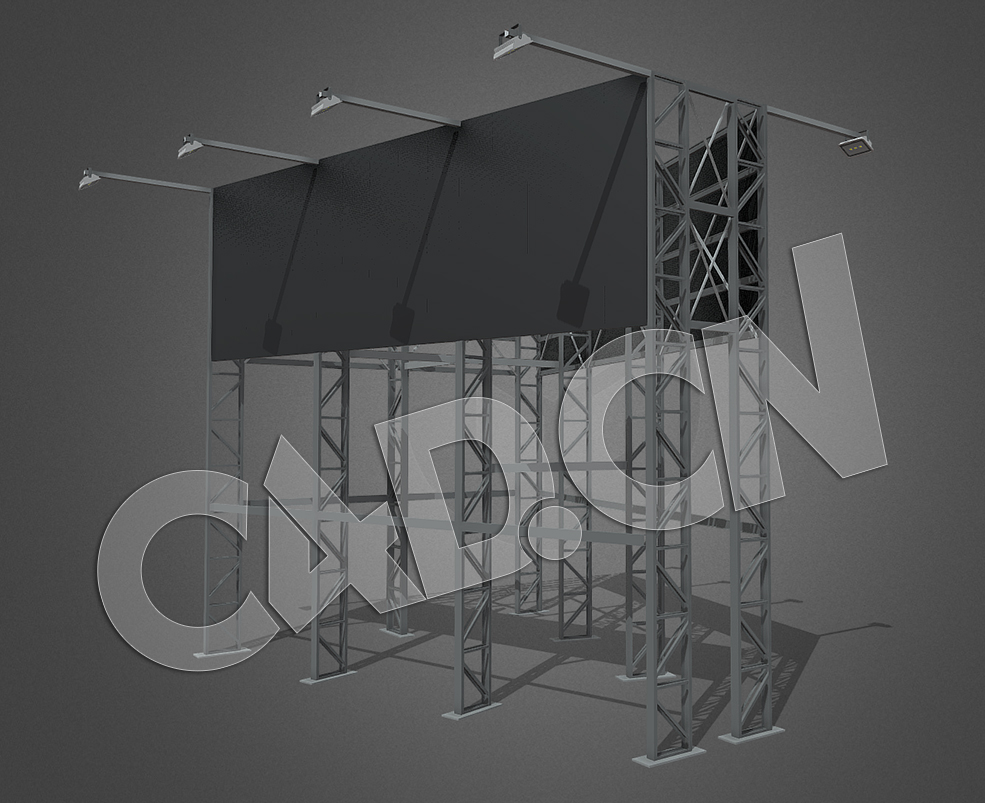 C4D双面户外广告牌擎天柱广告桁架模型 - C4D之家 - 05.jpg